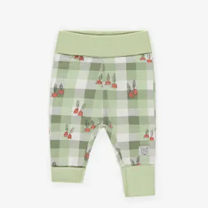 Pantalon évolutif vert à motifs en coton biologique, bébé  || Green patterned evolutive pants in organic cotton, baby