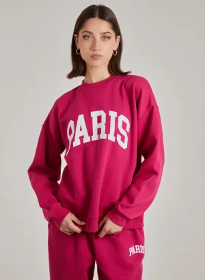 Paris Slogan Oversized Sweatshirt