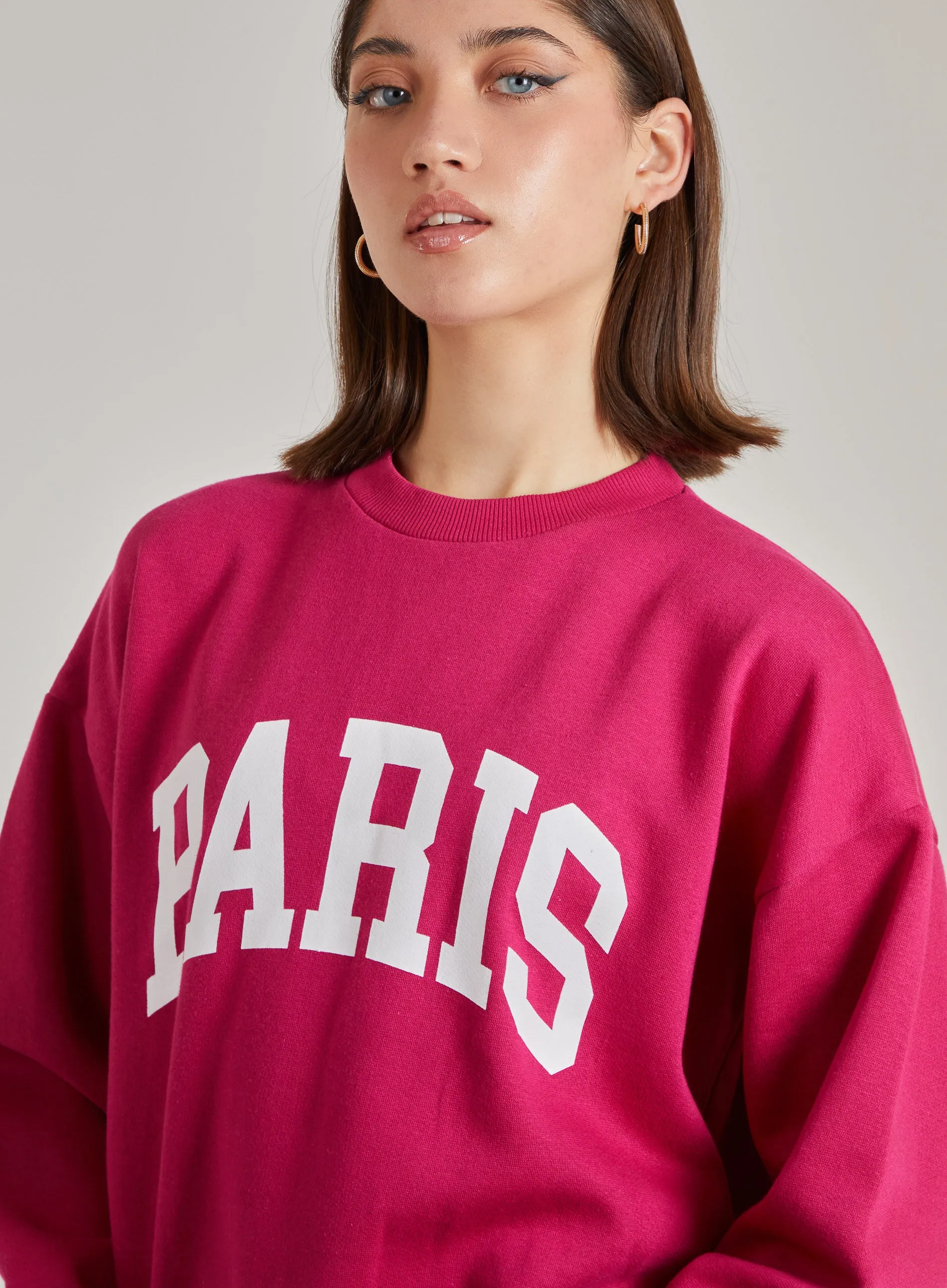 Paris Slogan Oversized Sweatshirt