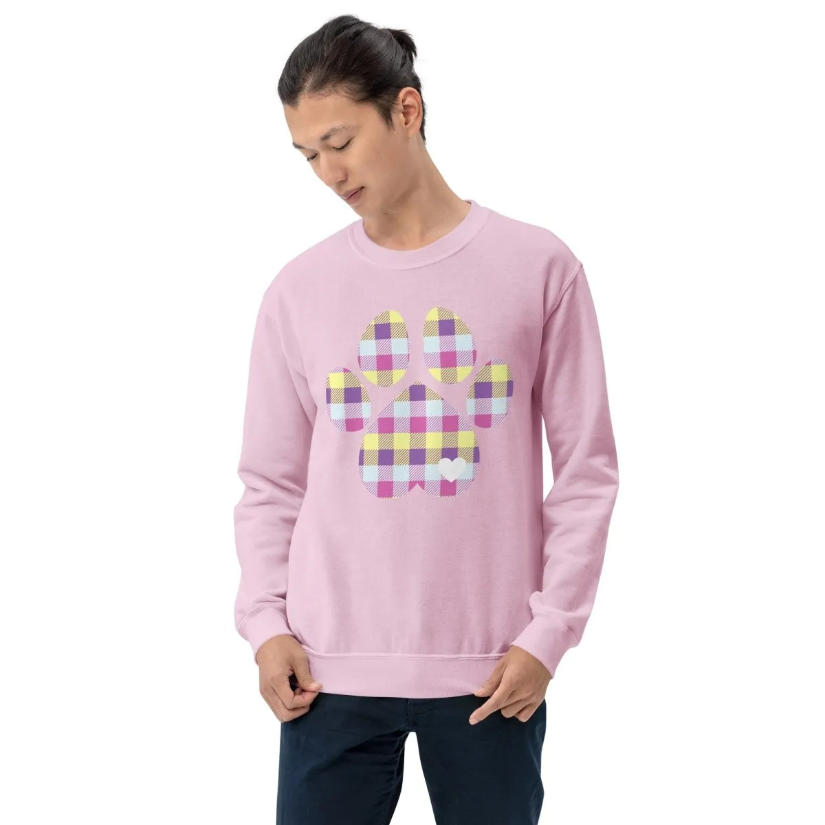 Pastel Plaid Dog Paw Sweatshirt
