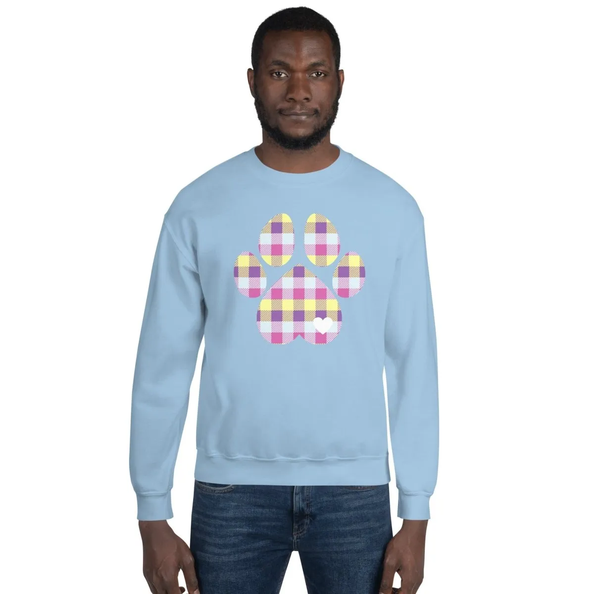 Pastel Plaid Dog Paw Sweatshirt