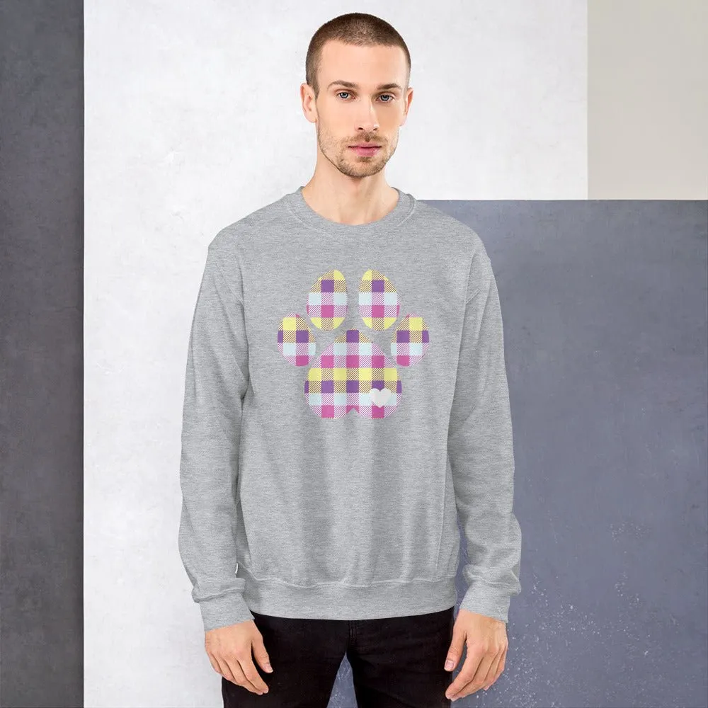 Pastel Plaid Dog Paw Sweatshirt