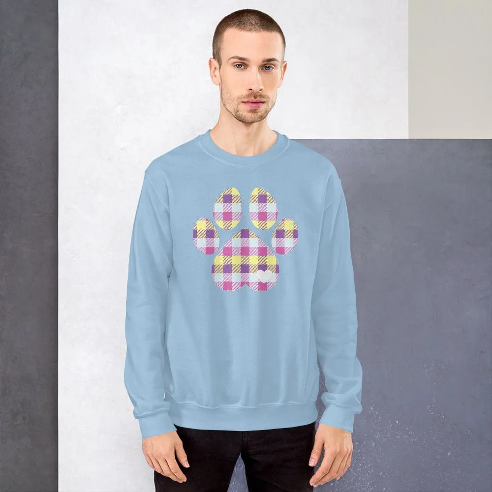 Pastel Plaid Dog Paw Sweatshirt