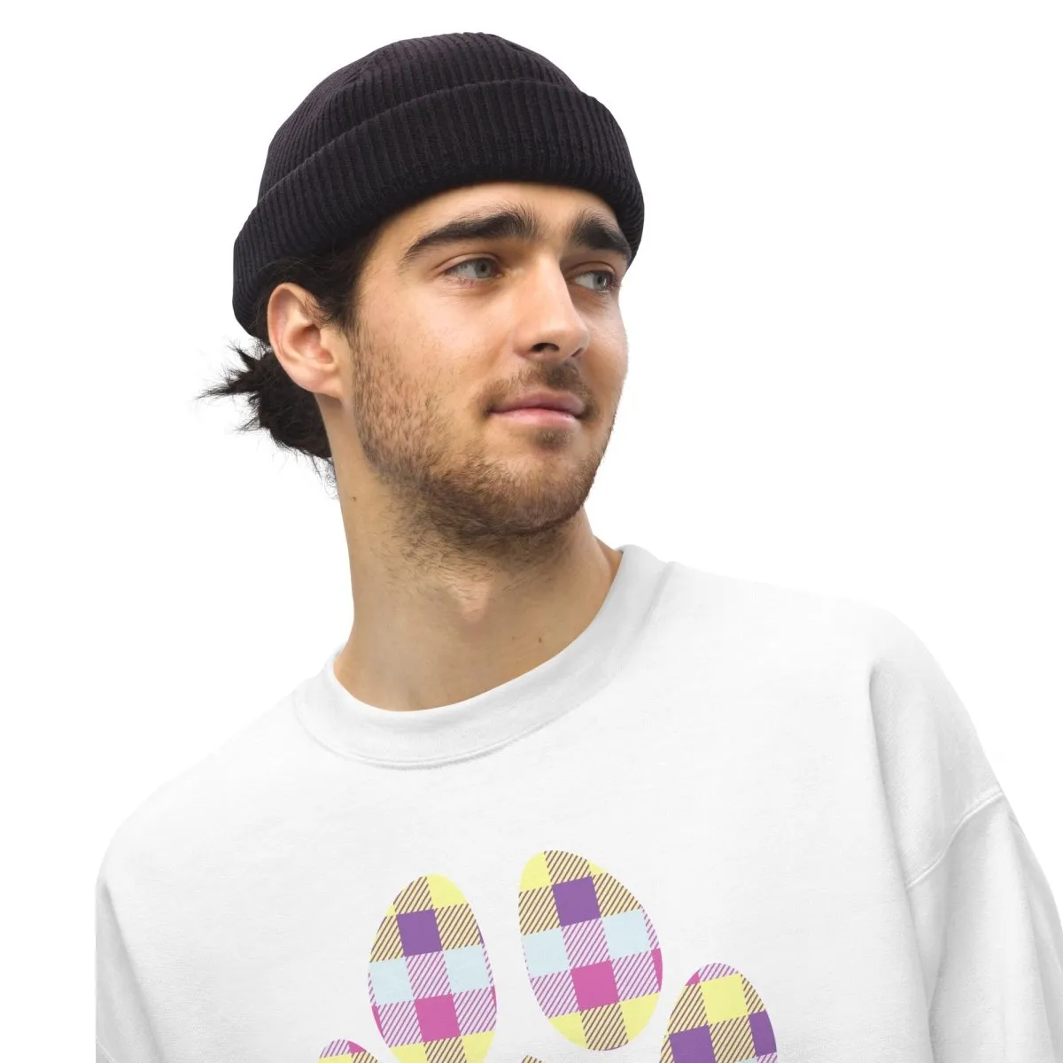 Pastel Plaid Dog Paw Sweatshirt