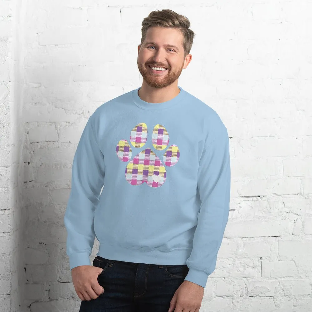 Pastel Plaid Dog Paw Sweatshirt