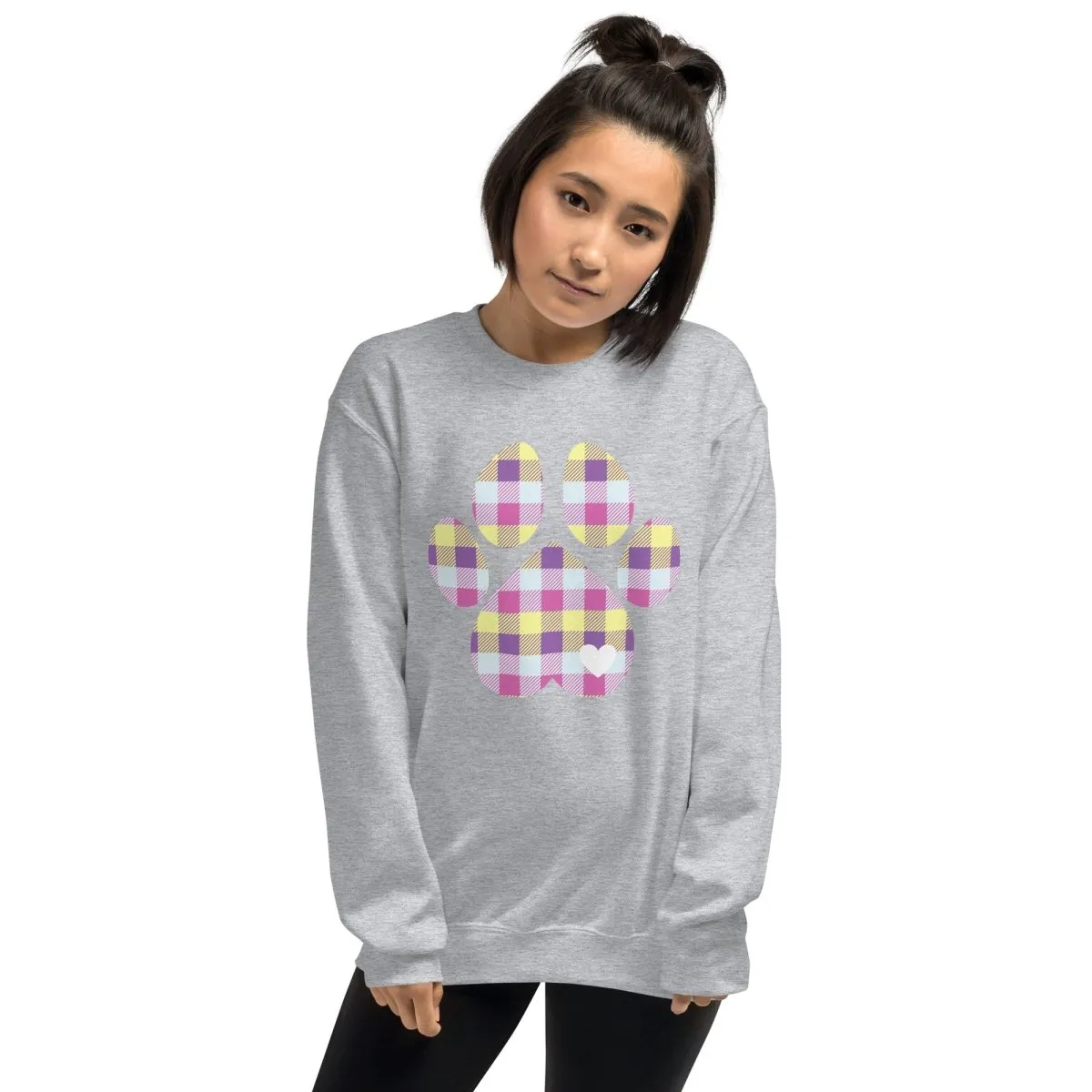 Pastel Plaid Dog Paw Sweatshirt