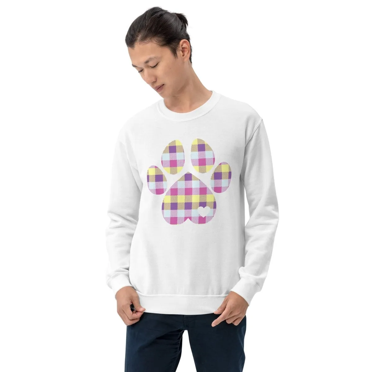 Pastel Plaid Dog Paw Sweatshirt