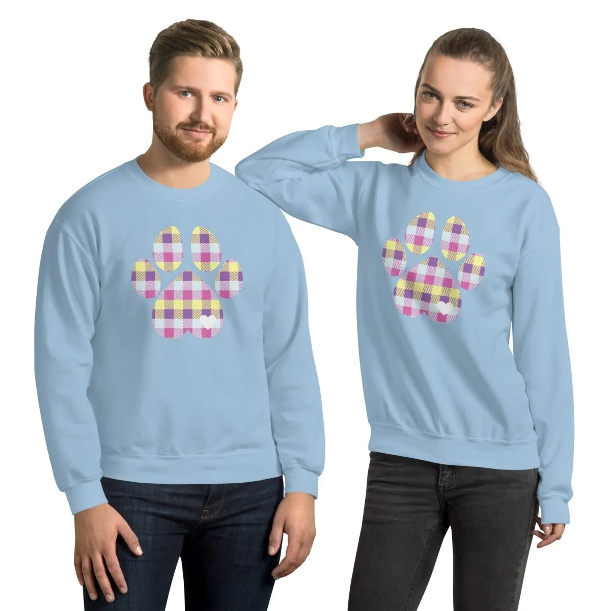 Pastel Plaid Dog Paw Sweatshirt