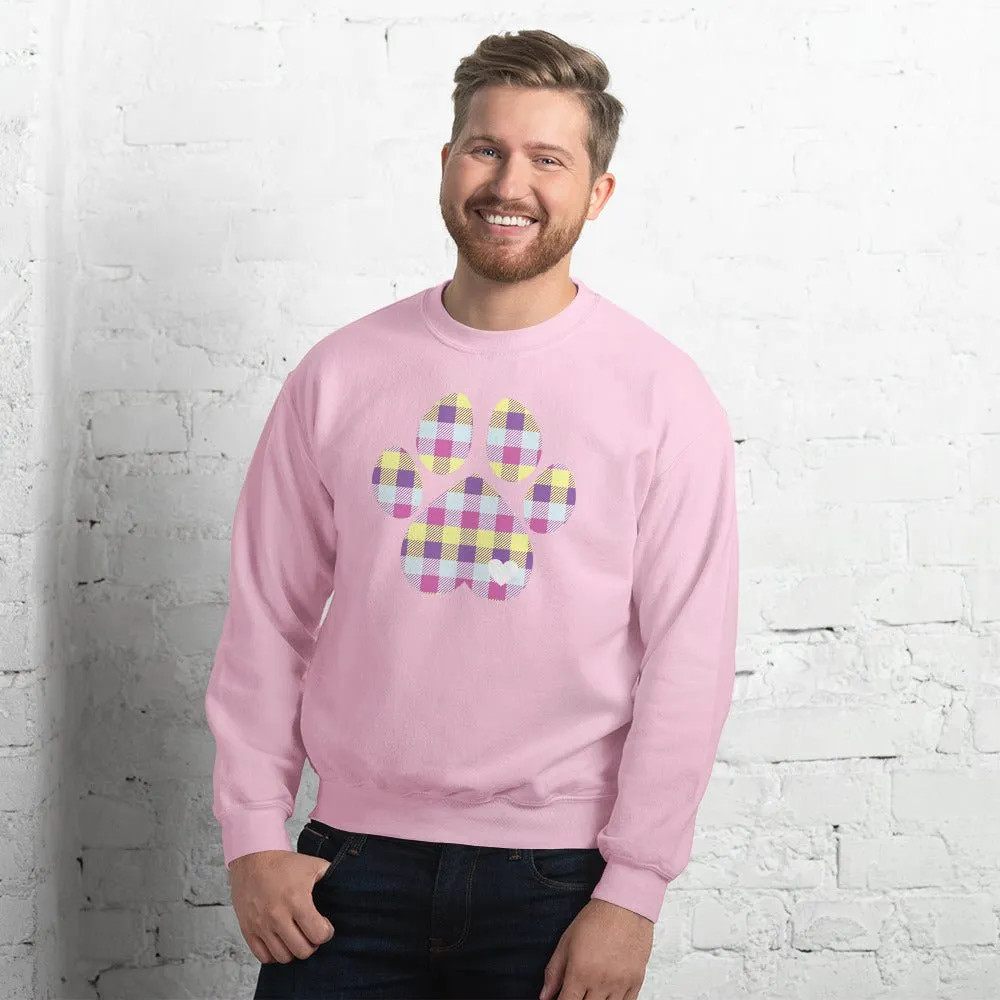 Pastel Plaid Dog Paw Sweatshirt