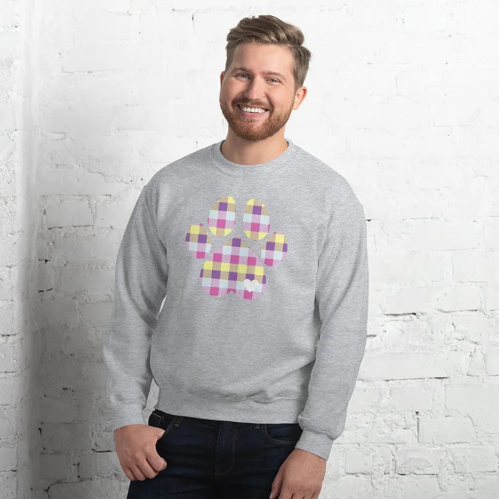 Pastel Plaid Dog Paw Sweatshirt