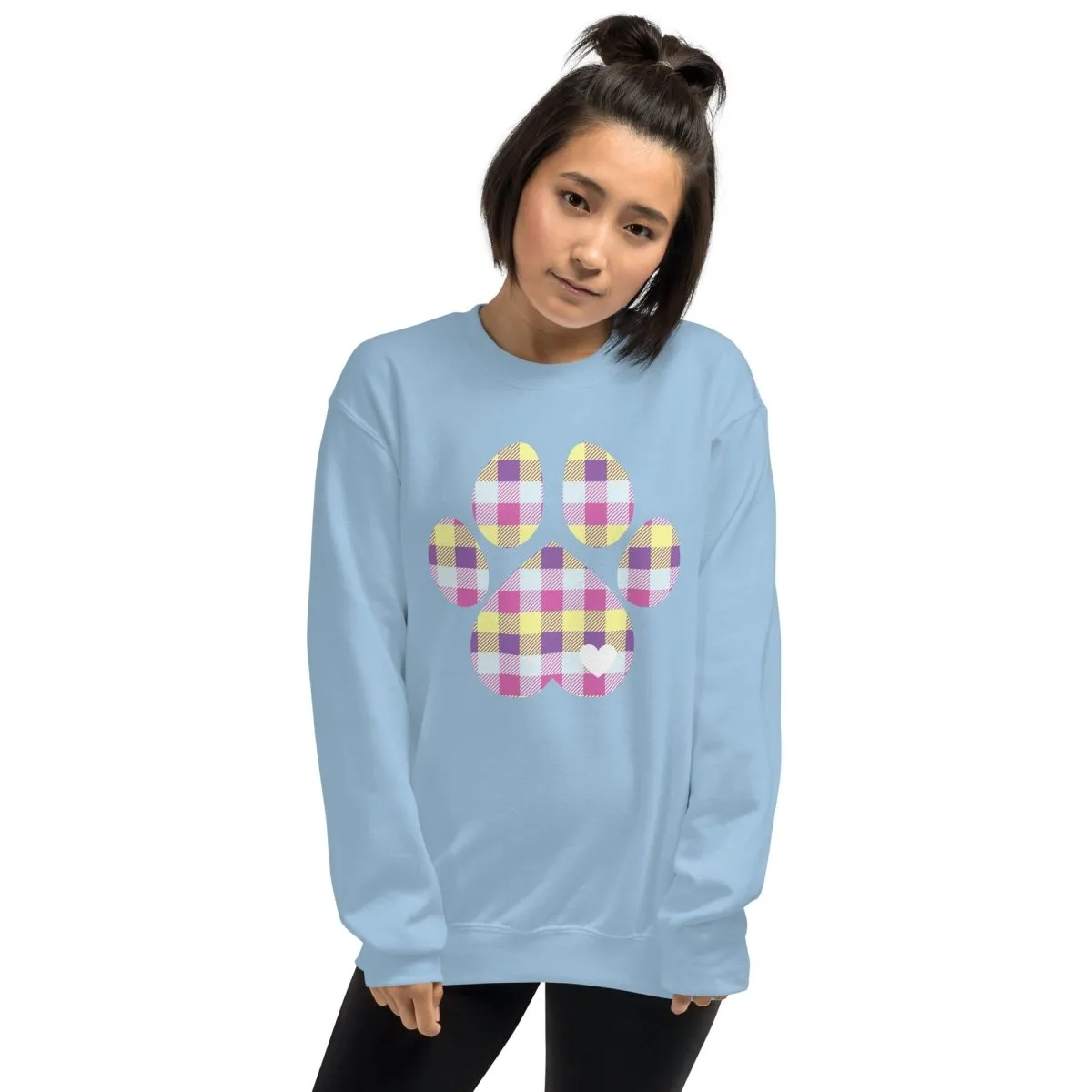 Pastel Plaid Dog Paw Sweatshirt