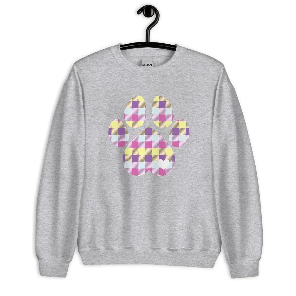 Pastel Plaid Dog Paw Sweatshirt