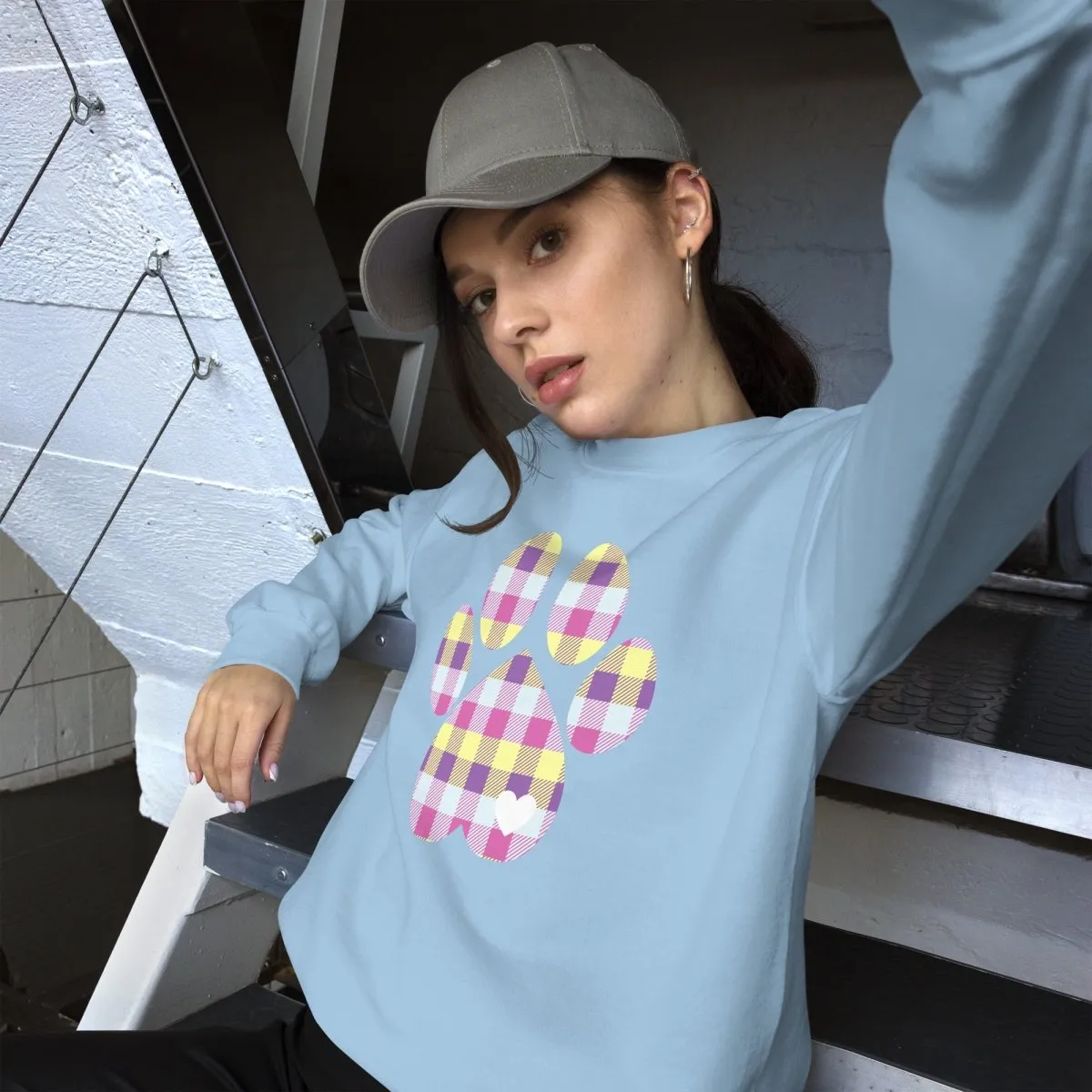 Pastel Plaid Dog Paw Sweatshirt