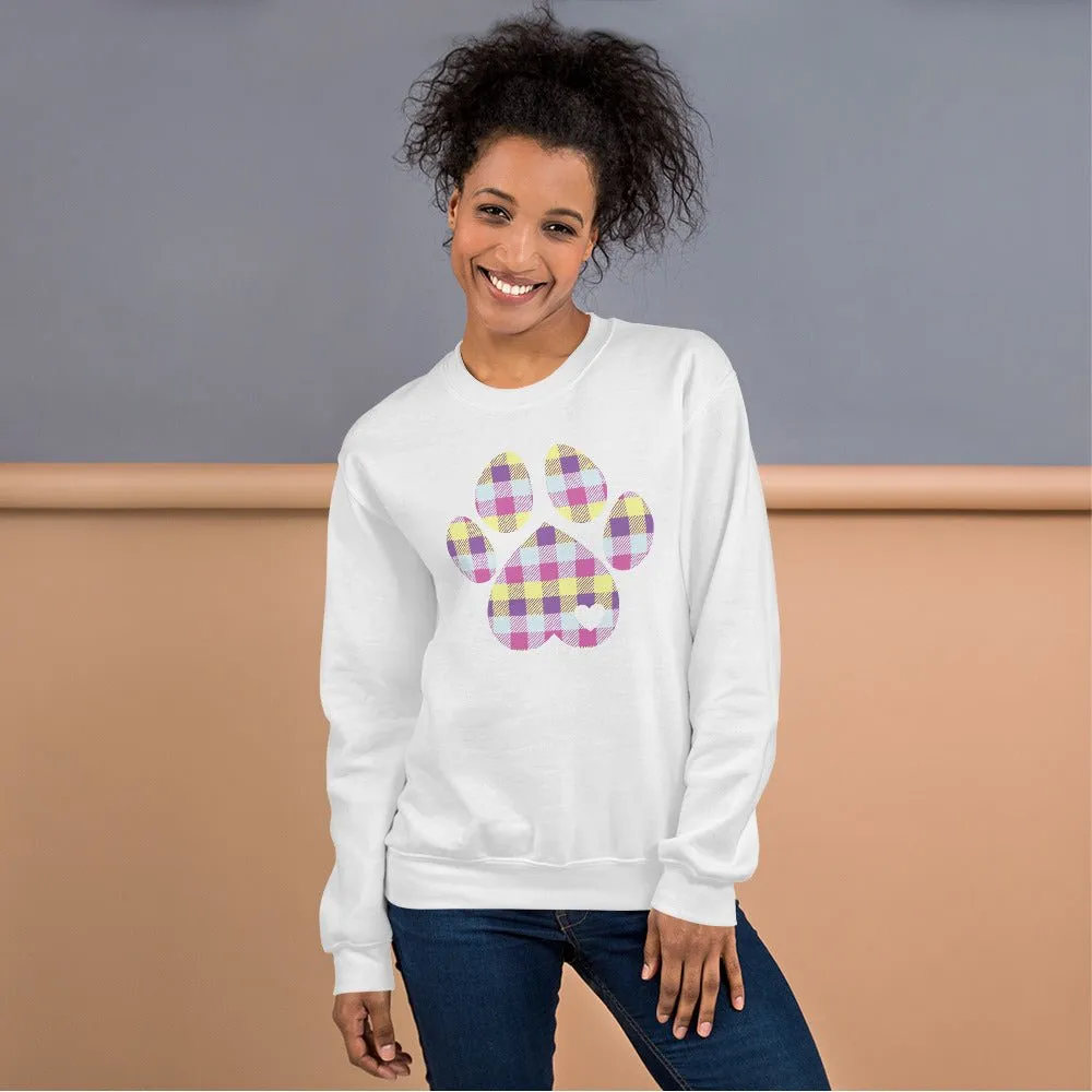 Pastel Plaid Dog Paw Sweatshirt