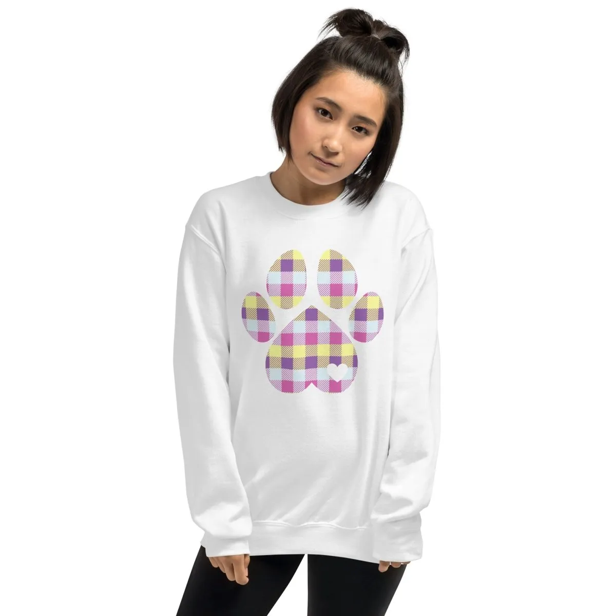 Pastel Plaid Dog Paw Sweatshirt