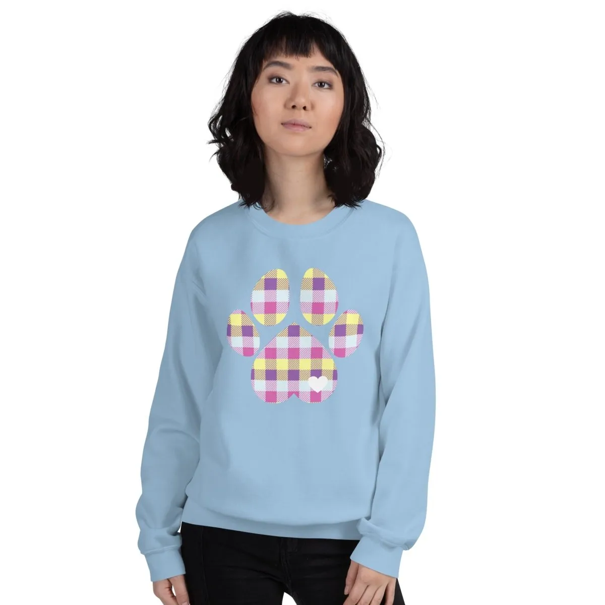 Pastel Plaid Dog Paw Sweatshirt