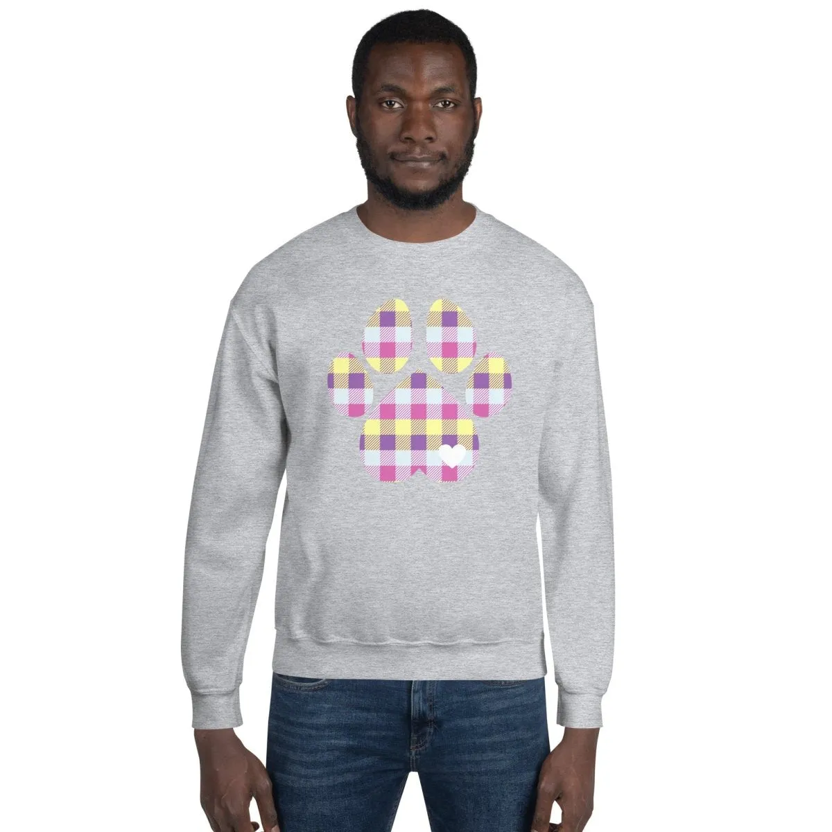 Pastel Plaid Dog Paw Sweatshirt