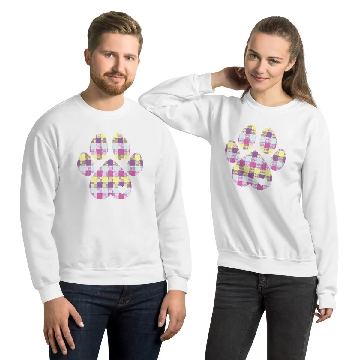 Pastel Plaid Dog Paw Sweatshirt