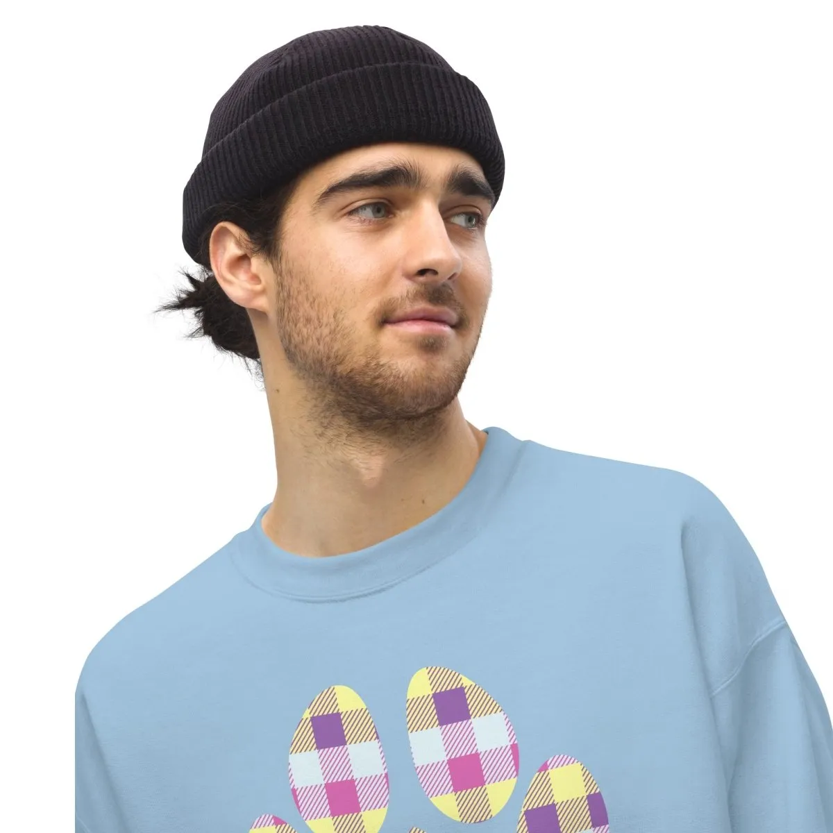 Pastel Plaid Dog Paw Sweatshirt