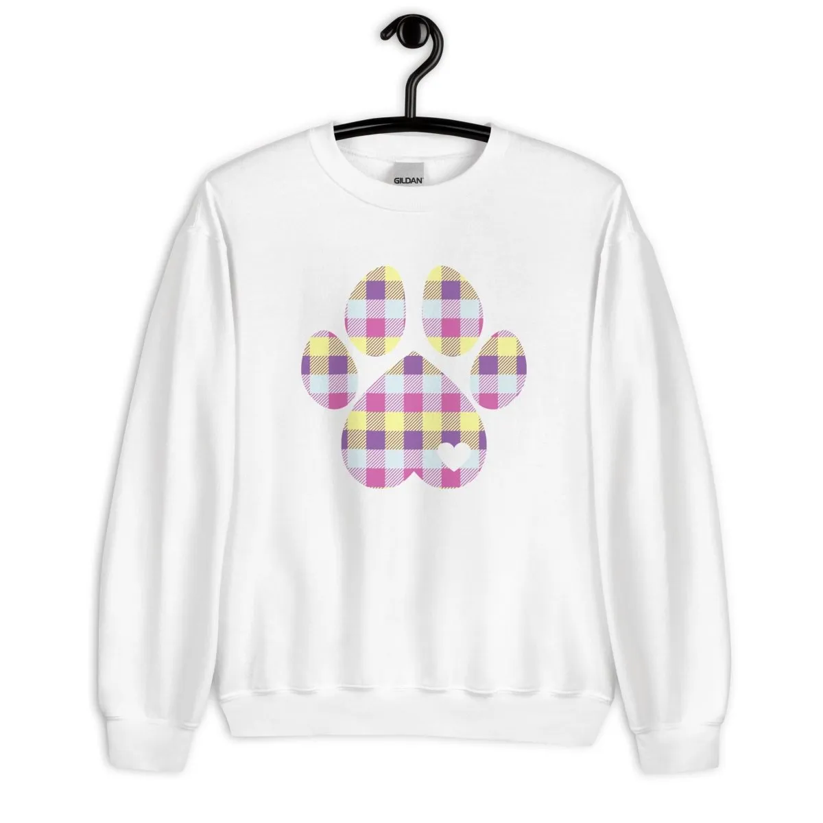 Pastel Plaid Dog Paw Sweatshirt