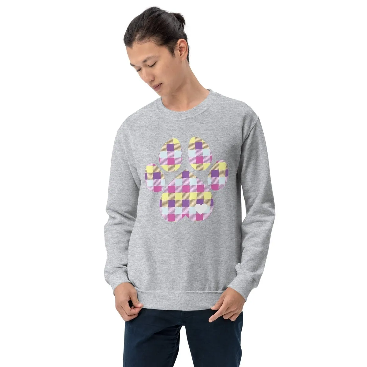 Pastel Plaid Dog Paw Sweatshirt