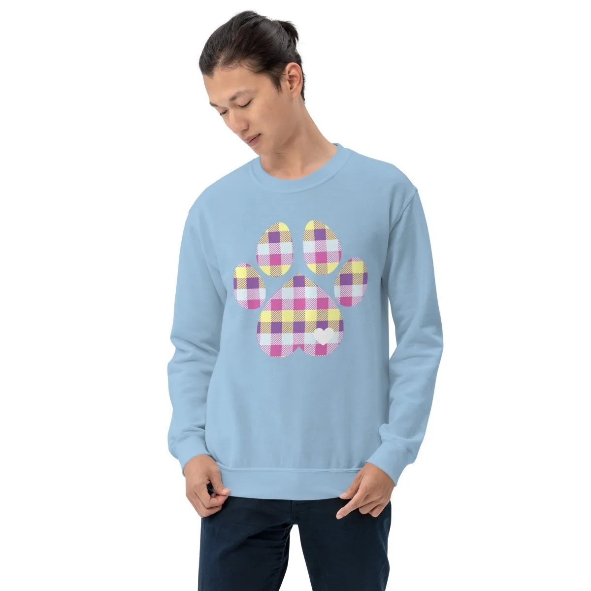 Pastel Plaid Dog Paw Sweatshirt