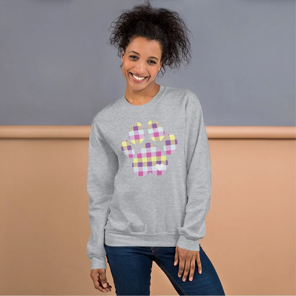 Pastel Plaid Dog Paw Sweatshirt