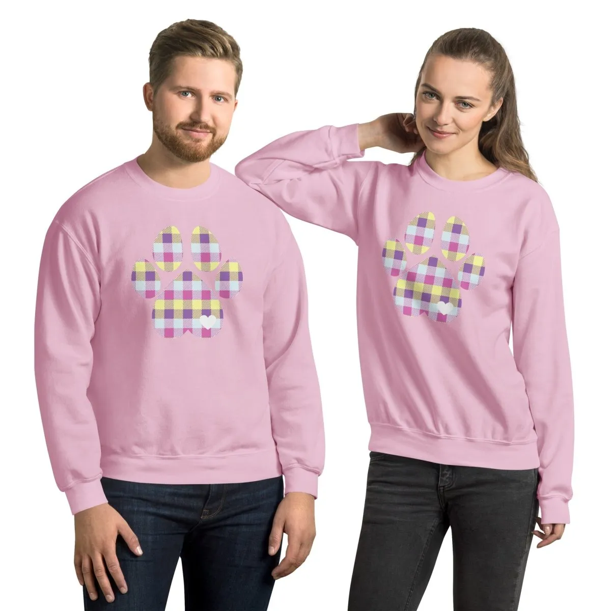 Pastel Plaid Dog Paw Sweatshirt