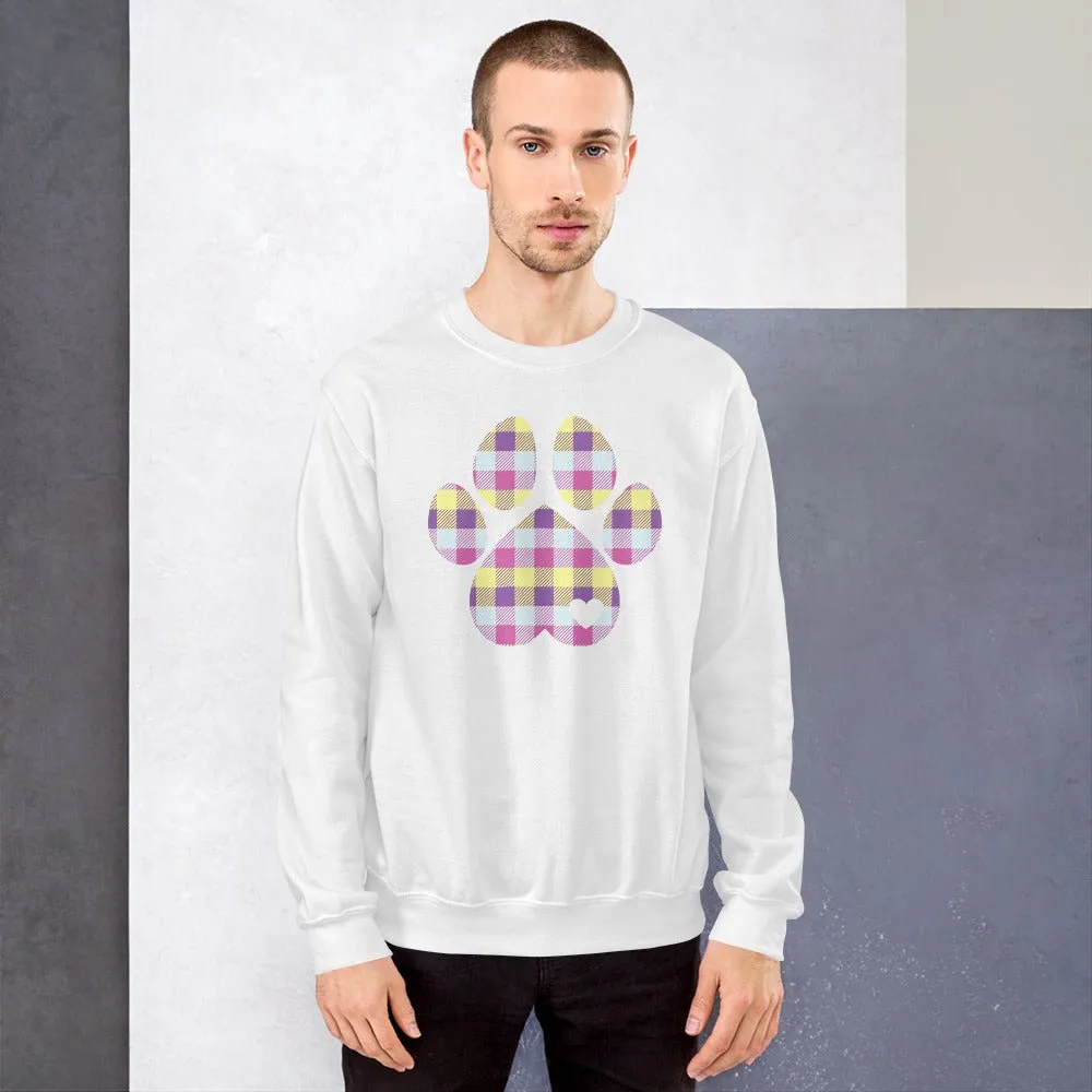 Pastel Plaid Dog Paw Sweatshirt