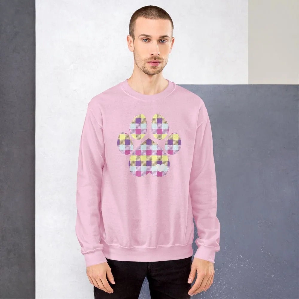 Pastel Plaid Dog Paw Sweatshirt