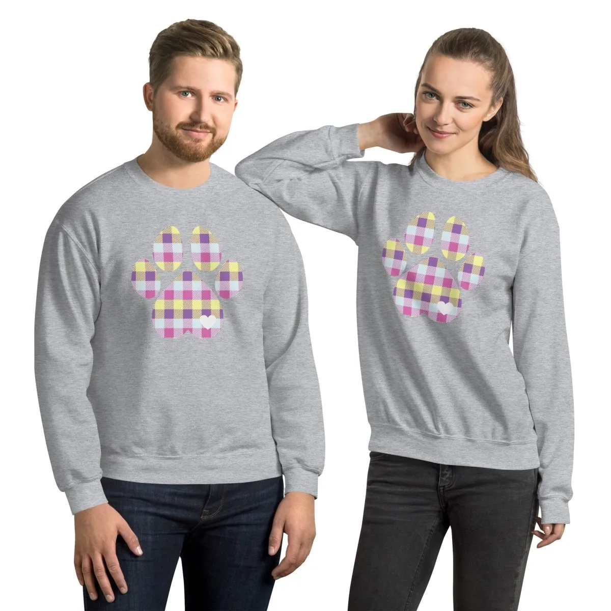 Pastel Plaid Dog Paw Sweatshirt