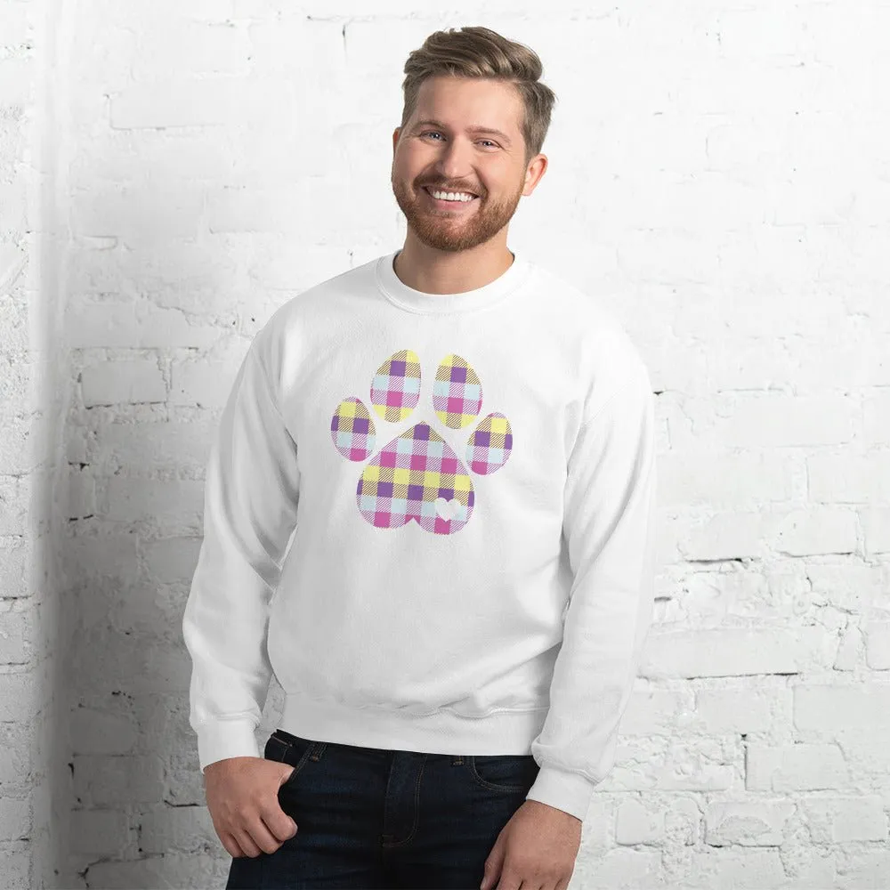 Pastel Plaid Dog Paw Sweatshirt