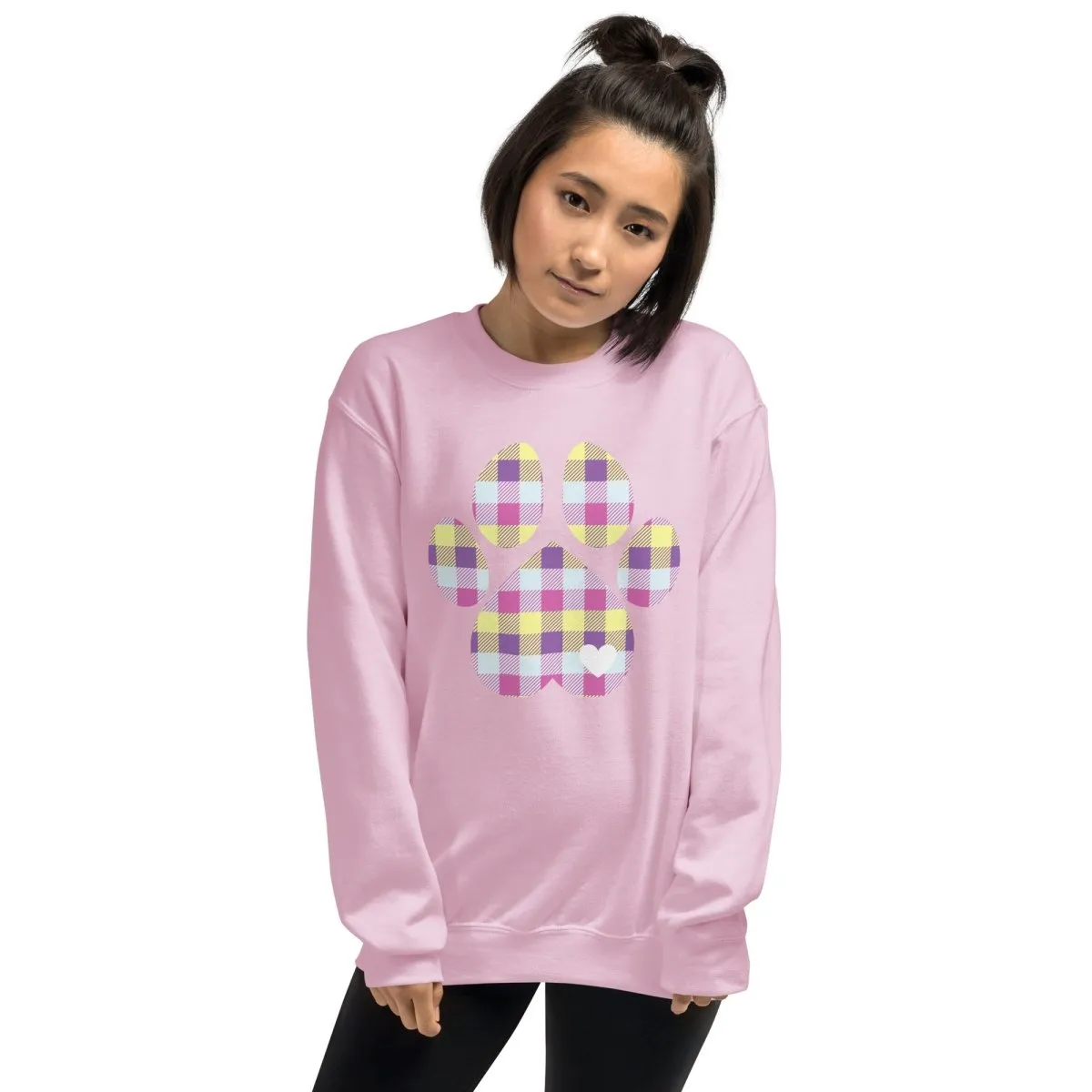 Pastel Plaid Dog Paw Sweatshirt
