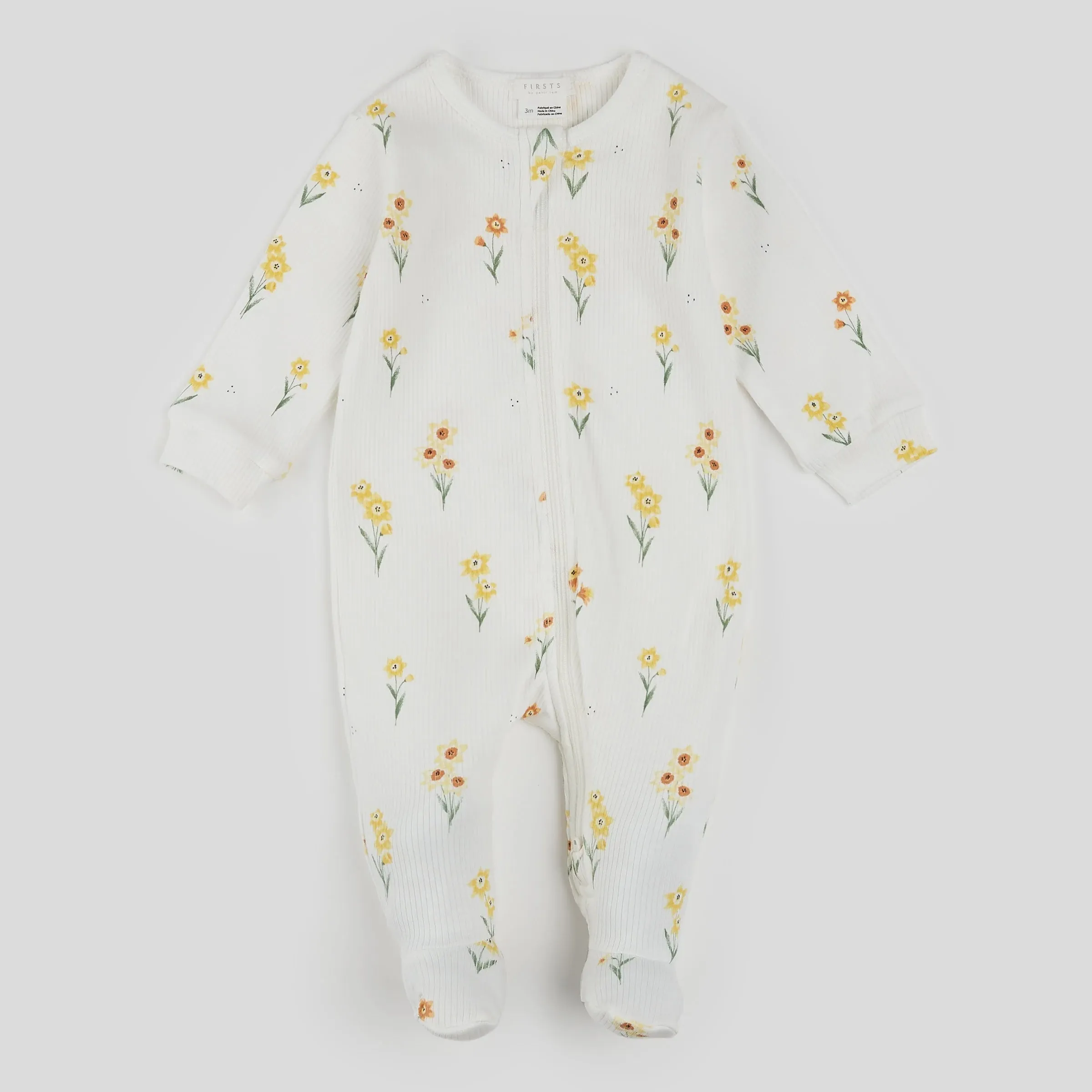 Petit Lem - Daffodils on Ribbed Off-White Sleeper