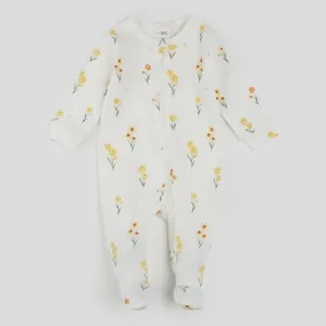 Petit Lem - Daffodils on Ribbed Off-White Sleeper