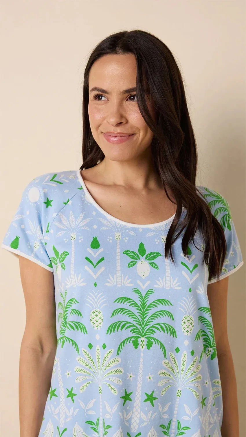 Pima Knit Short-Sleeved Simple Set (Tropicana Palm)