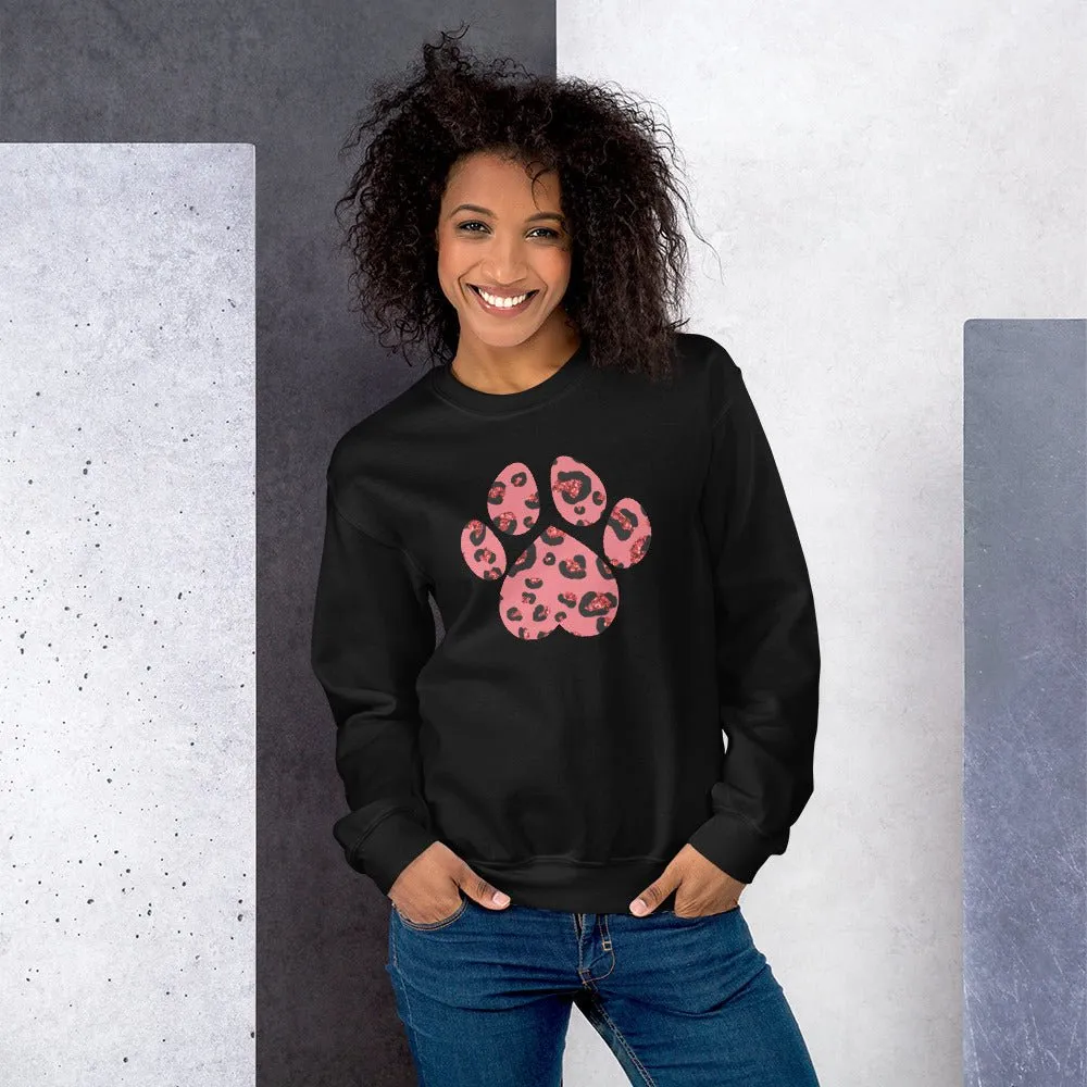 Pink Leopard Print Dog Paw Sweatshirt