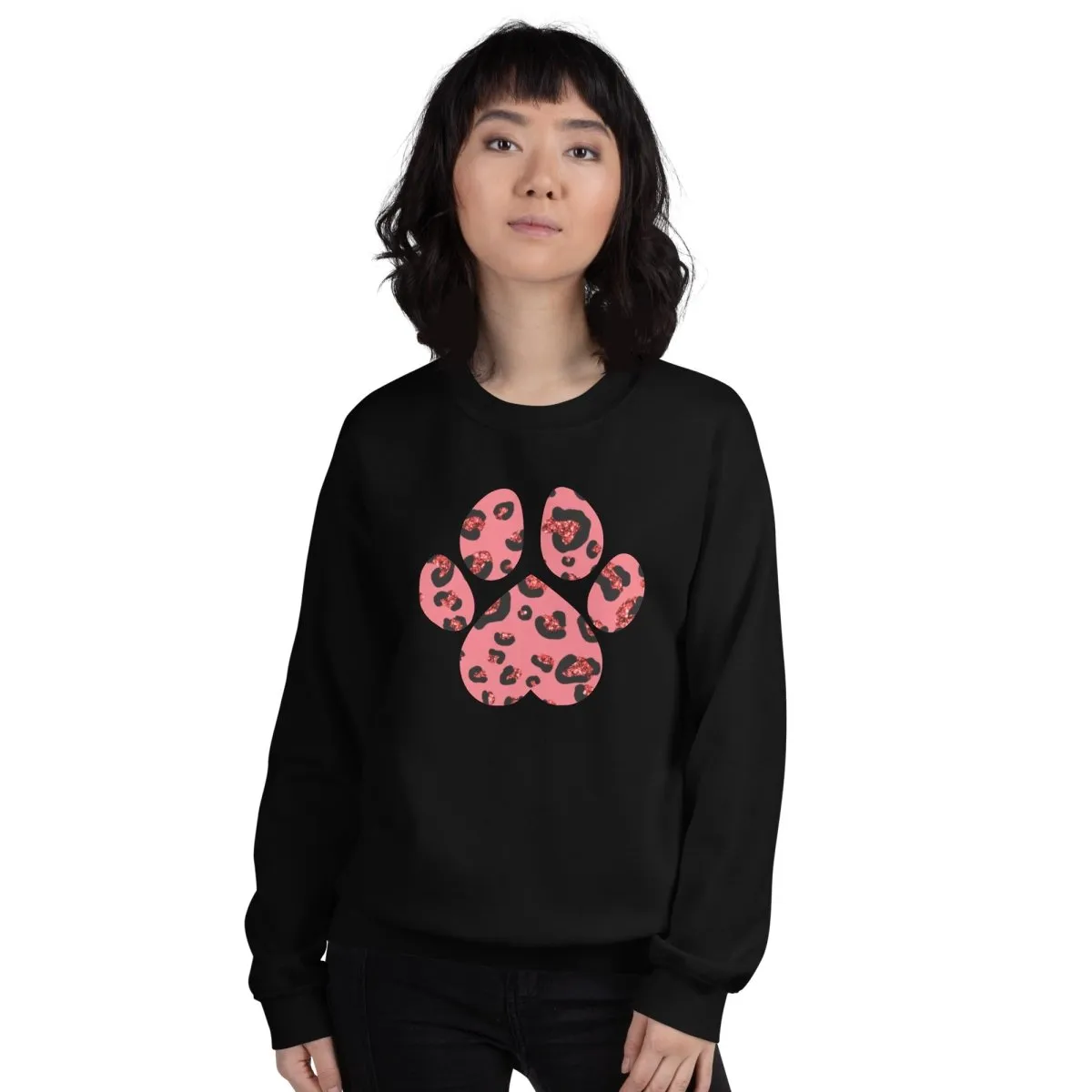 Pink Leopard Print Dog Paw Sweatshirt