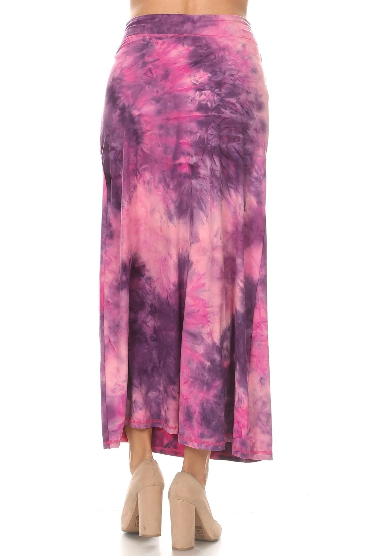 Pink Tie-Dye Maxi Skirt with Pockets