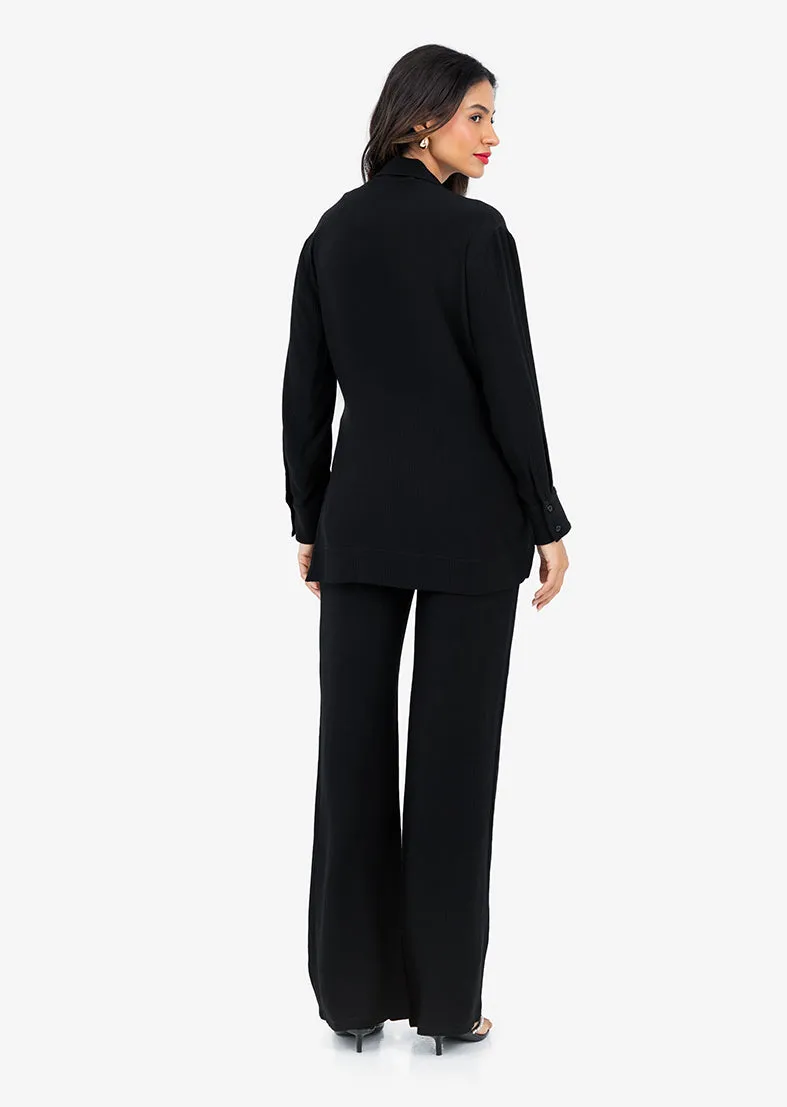 Plisse Side Tie Jacket Black