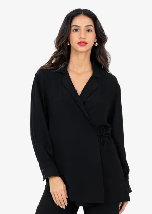 Plisse Side Tie Jacket Black