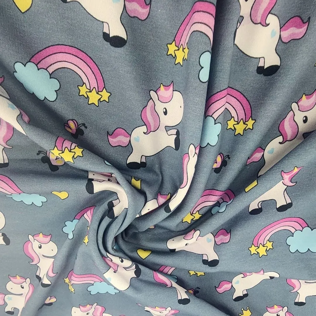 Printed Cotton Lycra Fabric 150cm Unicorns