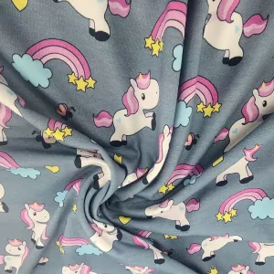 Printed Cotton Lycra Fabric 150cm Unicorns