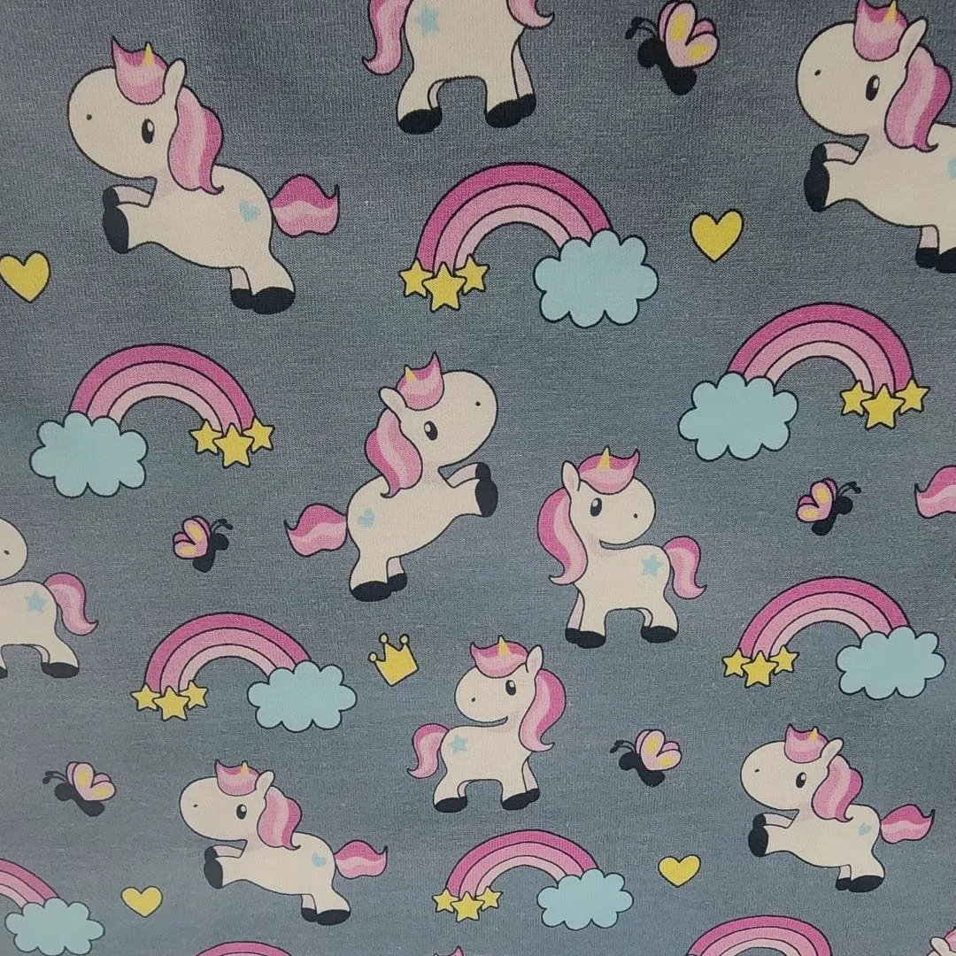Printed Cotton Lycra Fabric 150cm Unicorns