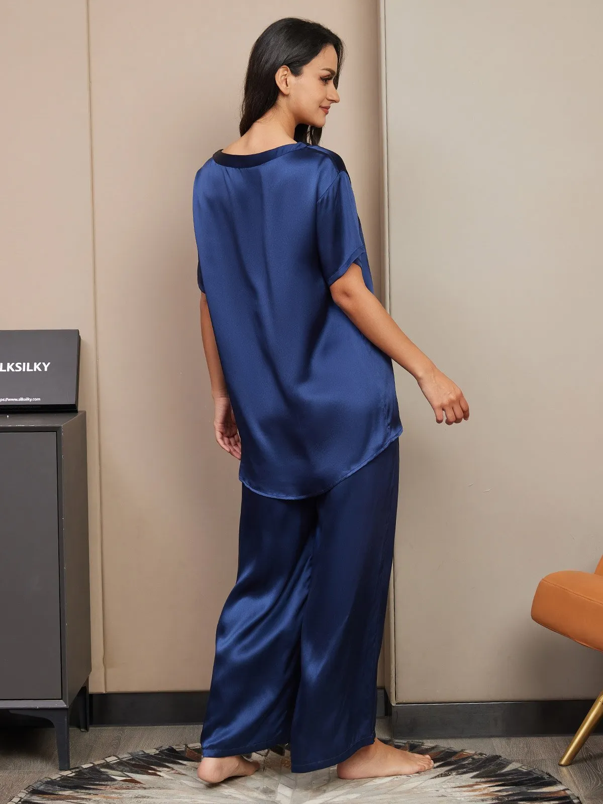 Pure Zijde Korte Mouwen Pyjama Set