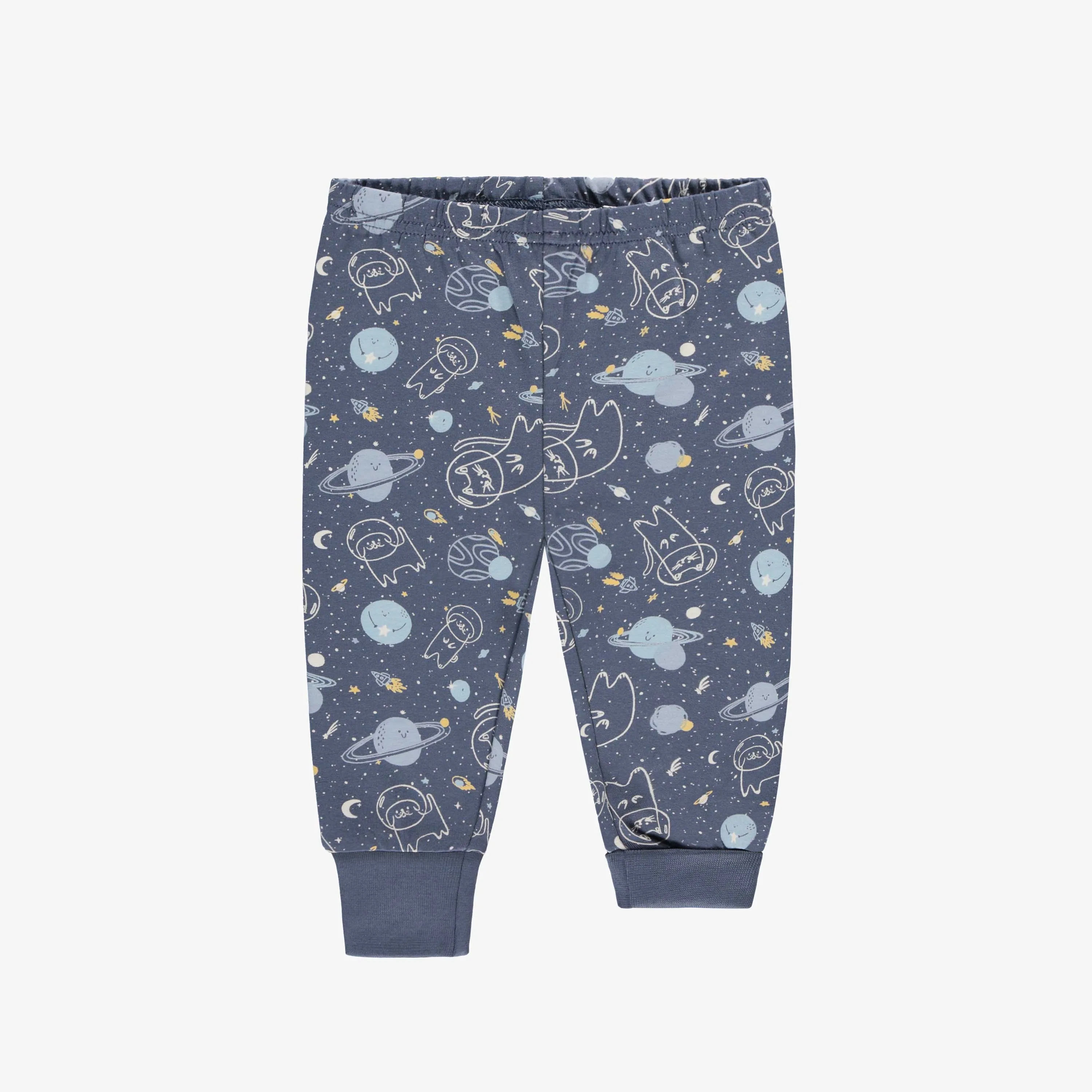 Pyjama deux pièces bleu à motifs, bébé || Two piece blue pajamas with all over print, baby