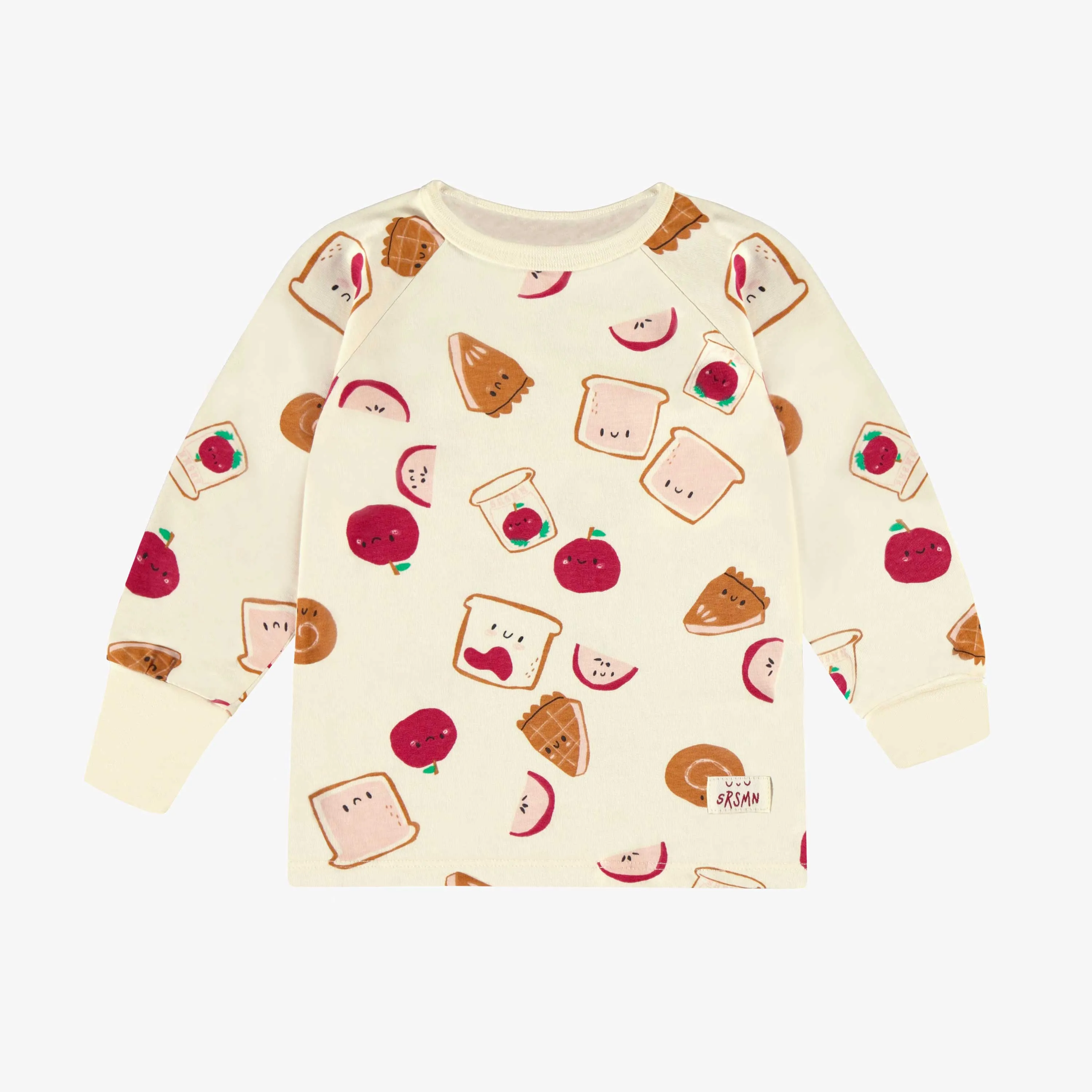 Pyjama deux pièces crème avec motifs en jersey, bébé || Cream two piece pajamas with all over prints in jersey, baby
