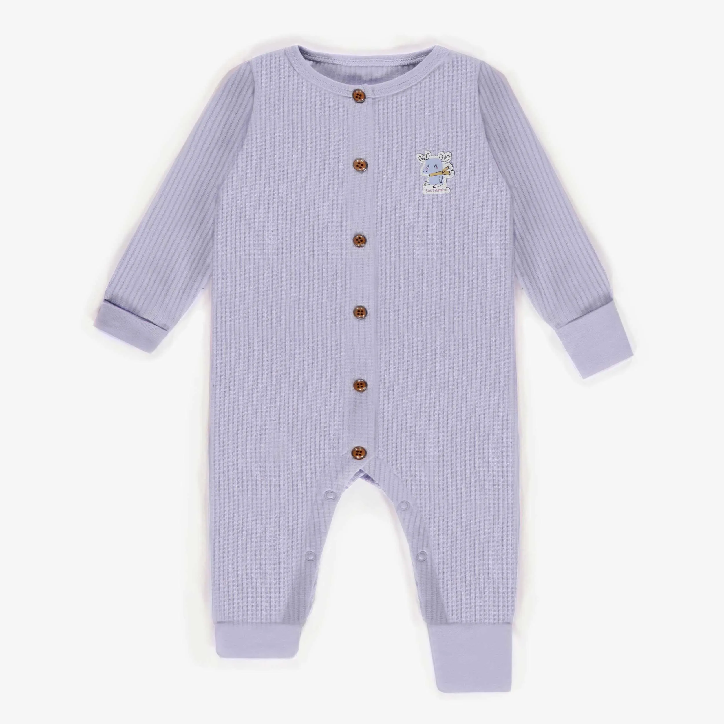 Pyjama évolutif mauve en coton biologique, naissance || Purple pajamas in organic cotton, newborn