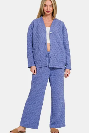 Quilted Button Up Lounge Set