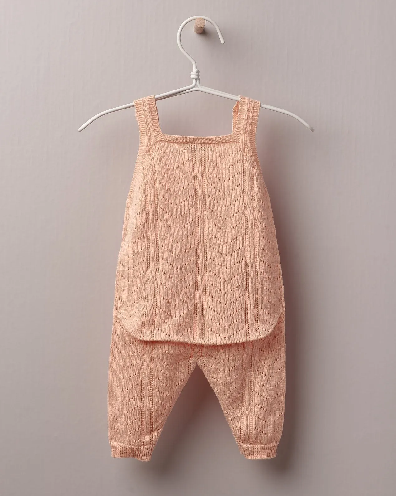 "Ava" Peach Knit Dungarees